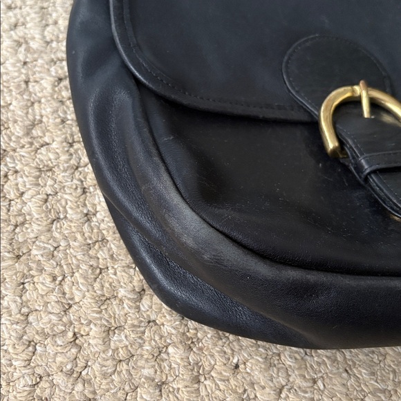 Vintage Coach Bedford Flap Shoulder Purse Black Leather - Picture 3 of 10